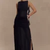 Daria Draped Chiffon Maxi Dress – Black Daria Draped Chiffon Maxi Dress – Black