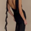 Daria Draped Chiffon Maxi Dress – Black Daria Draped Chiffon Maxi Dress – Black
