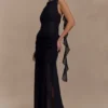 Daria Draped Chiffon Maxi Dress – Black Daria Draped Chiffon Maxi Dress – Black