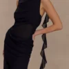 Daria Draped Chiffon Maxi Dress – Black Daria Draped Chiffon Maxi Dress – Black
