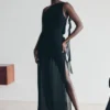Daria Draped Chiffon Maxi Dress – Black Daria Draped Chiffon Maxi Dress – Black