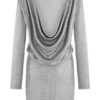 Darius Diamante Cowl Mini Dress – Silver Darius Diamante Cowl Mini Dress – Silver