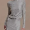 Darius Diamante Cowl Mini Dress – Silver Darius Diamante Cowl Mini Dress – Silver