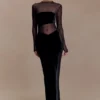 Davina Velvet And Mesh Maxi Dress – Black Davina Velvet And Mesh Maxi Dress – Black
