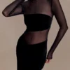 Davina Velvet And Mesh Maxi Dress – Black Davina Velvet And Mesh Maxi Dress – Black