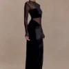 Davina Velvet And Mesh Maxi Dress – Black Davina Velvet And Mesh Maxi Dress – Black