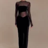 Davina Velvet And Mesh Maxi Dress – Black Davina Velvet And Mesh Maxi Dress – Black