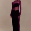Davina Velvet And Mesh Maxi Dress – Purple Davina Velvet And Mesh Maxi Dress – Purple
