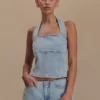 Dayna Denim Halter Top – Light Blue Dayna Denim Halter Top – Light Blue