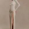 Deanna Long Sleeve Diamante Maxi Dress – Gold Deanna Long Sleeve Diamante Maxi Dress – Gold