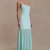 Deanne Bandage And Chiffon Knit Maxi Dress – Blue