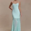 Deanne Bandage And Chiffon Knit Maxi Dress – Blue