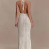 Deeliah Halterneck Crochet Maxi Dress – Ivory