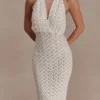 Deeliah Halterneck Crochet Maxi Dress – Ivory
