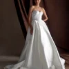Delphine Satin Strapless Maxi Gown – White Delphine Satin Strapless Maxi Gown – White