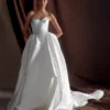Delphine Satin Strapless Maxi Gown – White Delphine Satin Strapless Maxi Gown – White
