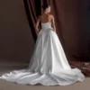 Delphine Satin Strapless Maxi Gown – White Delphine Satin Strapless Maxi Gown – White