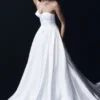 Delphine Satin Strapless Maxi Gown – White Delphine Satin Strapless Maxi Gown – White