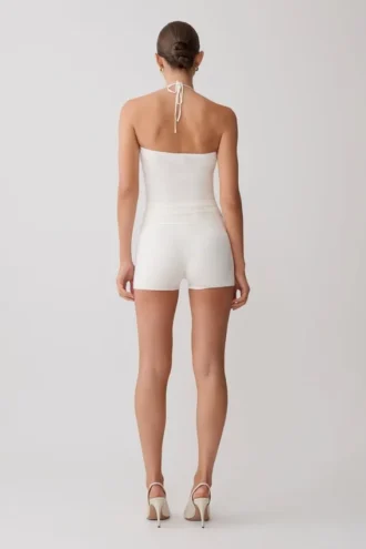 Dimitri Mini Knit Shorts With Belt – Ivory