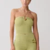 Dimitri Knit Halter Top With Hardware – Light Olive