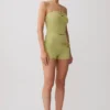 Dimitri Knit Halter Top With Hardware – Light Olive