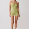 Dimitri Knit Halter Top With Hardware – Light Olive