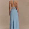 Dinah Lace And Satin Maxi Dress – Cornflower Blue