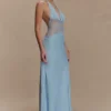 Dinah Lace And Satin Maxi Dress – Cornflower Blue