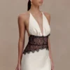 Dinah Lace And Satin Mini Dress – Black/Ivory