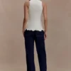 Diya Ribbed Sleeveless Top With Wire Hem – Ivory