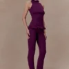 Diya Ribbed Sleeveless Top With Wire Hem – Plum Diya Ribbed Sleeveless Top With Wire Hem – Plum