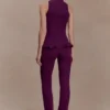 Diya Ribbed Sleeveless Top With Wire Hem – Plum Diya Ribbed Sleeveless Top With Wire Hem – Plum
