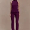 Diya Ribbed Sleeveless Top With Wire Hem – Plum Diya Ribbed Sleeveless Top With Wire Hem – Plum