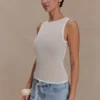 Dollie Sheer Knit Tank Top – Ivory