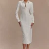 Dorian Fitted Shirt Midi Dress – White Dorian Fitted Shirt Midi Dress – White