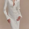 Dorian Fitted Shirt Midi Dress – White Dorian Fitted Shirt Midi Dress – White