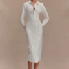 Dorian Fitted Shirt Midi Dress – White Dorian Fitted Shirt Midi Dress – White
