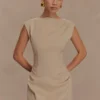 Doris Sleeveless Mini Dress – Camel