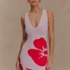 Dorothy Knit Print Mini Dress – Red Deco Fleur Print