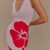 Dorothy Knit Print Mini Dress – Red Deco Fleur Print