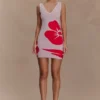 Dorothy Knit Print Mini Dress – Red Deco Fleur Print