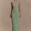 Edwina Knotted Mesh Maxi Dress – Sage Edwina Knotted Mesh Maxi Dress – Sage