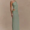 Edwina Knotted Mesh Maxi Dress – Sage Edwina Knotted Mesh Maxi Dress – Sage