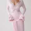 Electra Slinky Lace Maxi Dress – Ballet Pink Electra Slinky Lace Maxi Dress – Ballet Pink