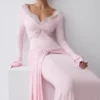 Electra Slinky Lace Maxi Dress – Ballet Pink Electra Slinky Lace Maxi Dress – Ballet Pink