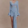 Electra Slinky Lace Mini Dress – Pale Blue