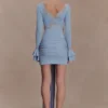 Electra Slinky Lace Mini Dress – Pale Blue