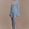Electra Slinky Lace Mini Dress – Pale Blue
