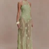 Elfie Crochet Halter Maxi Dress – Pastel Green Elfie Crochet Halter Maxi Dress – Pastel Green