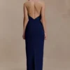 Elina Satin Necklace Maxi Dress – Navy Elina Satin Necklace Maxi Dress – Navy